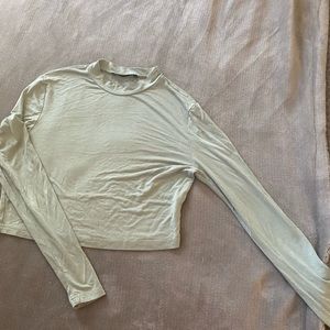 Shein green mock neck cropped top